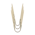 Three short, flexible double-pointed needles, called CraSyTrio Bamboo